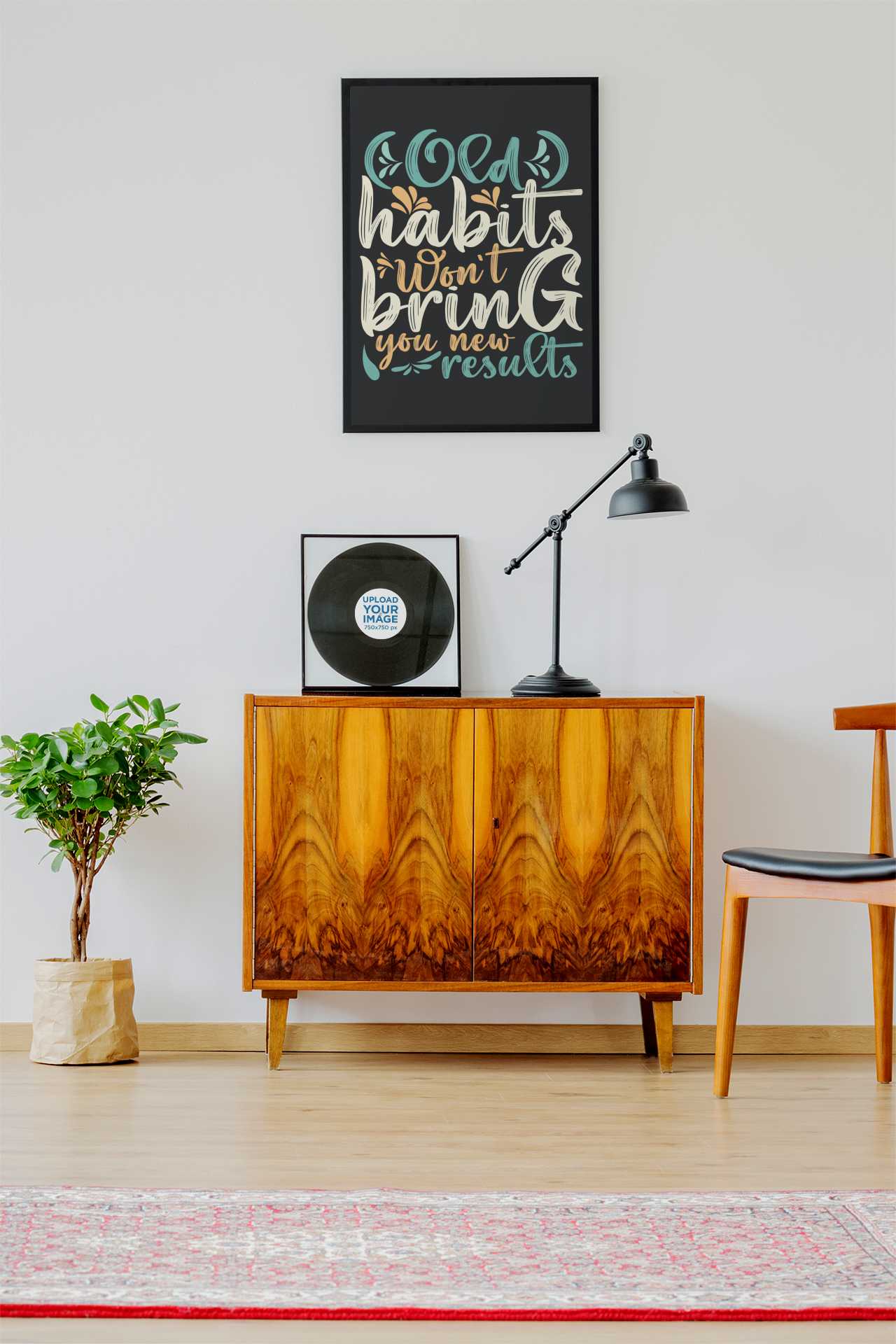 mockup-of-a-framed-poster-and-a-vinyl-record-on-a-modern-studio-36959-r-el2