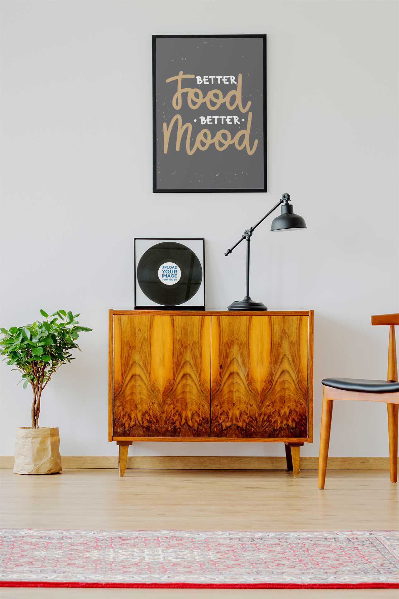 mockup-of-a-framed-poster-and-a-vinyl-record-on-a-modern-studio-36959-r-el2